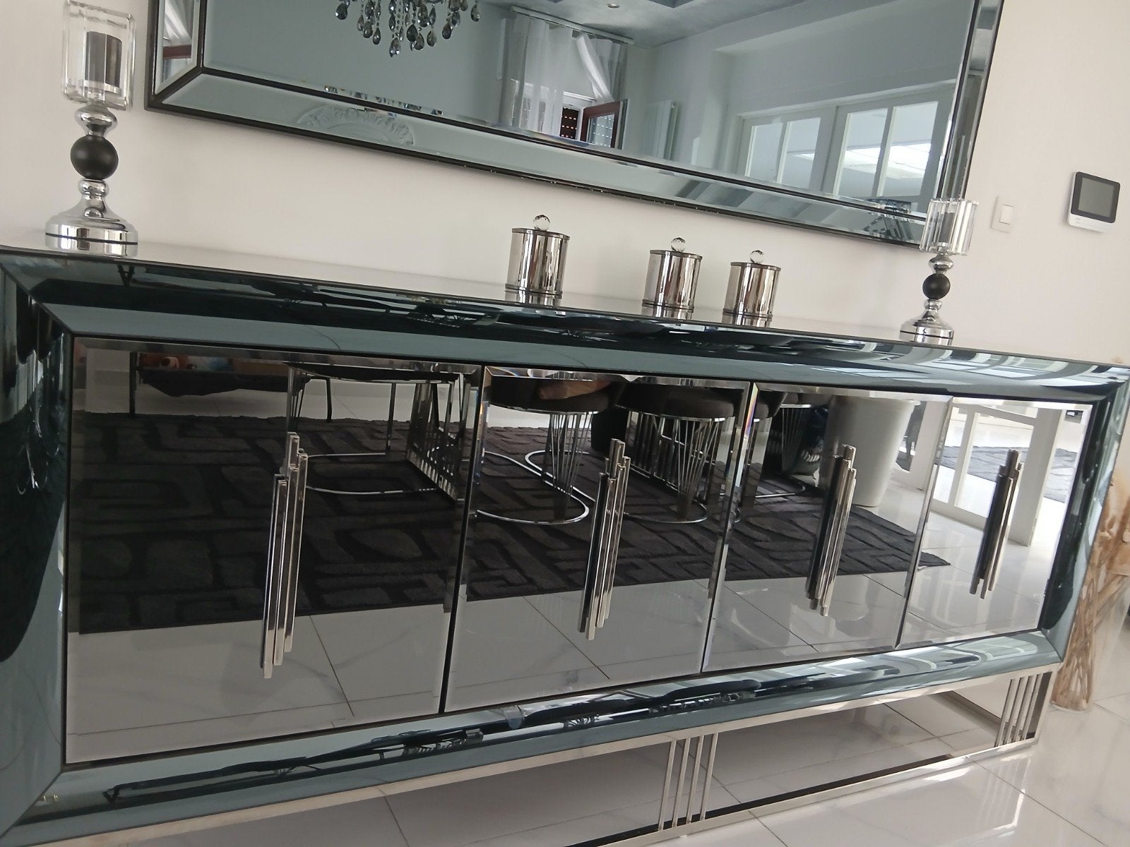 Moderne kast in het zwart met spiegel, Ophalen, Met deur(en), 50 tot 100 cm, Minder dan 100 cm