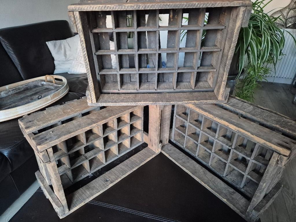 Oude houten flessen krat, Antiek en Kunst, Ophalen