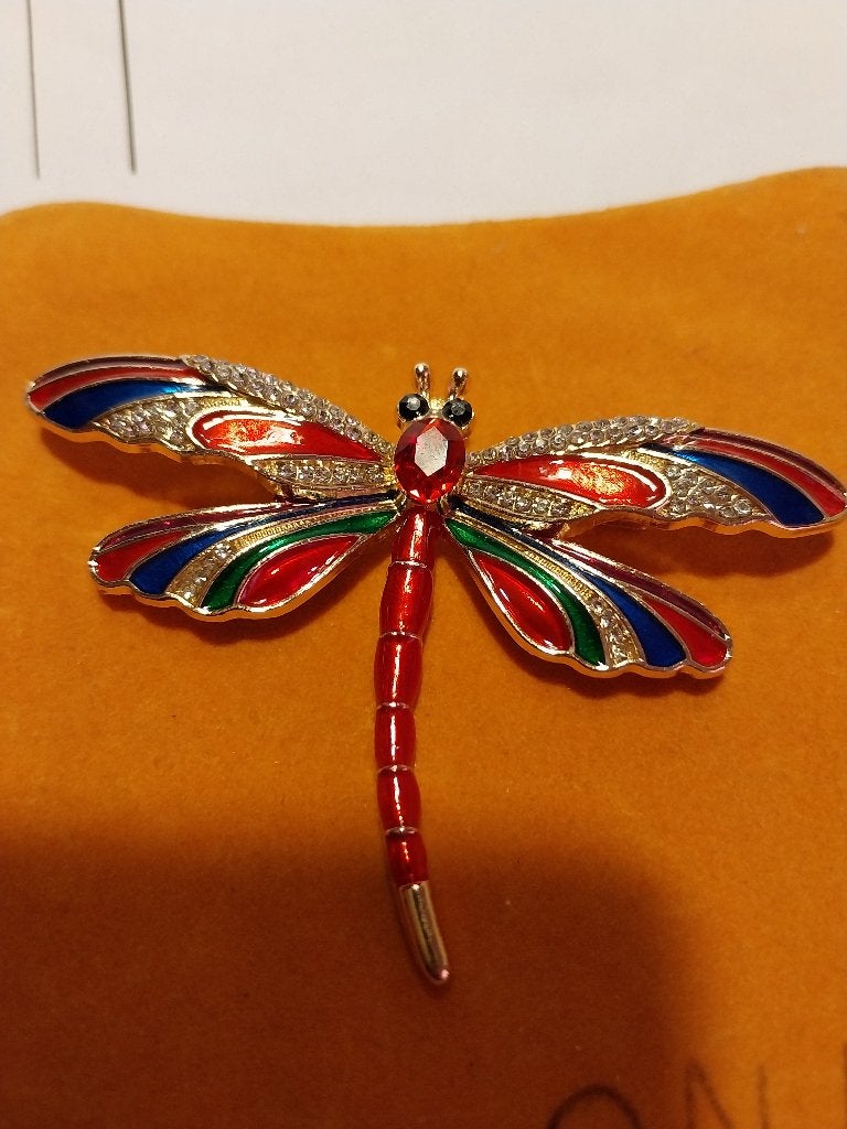 PRACHTIGE LIBELLENBROCHE, Handtassen en Accessoires, Broches, Nieuw, Overige materialen, Overige kleuren, 4 tot 7 cm, Met kristal