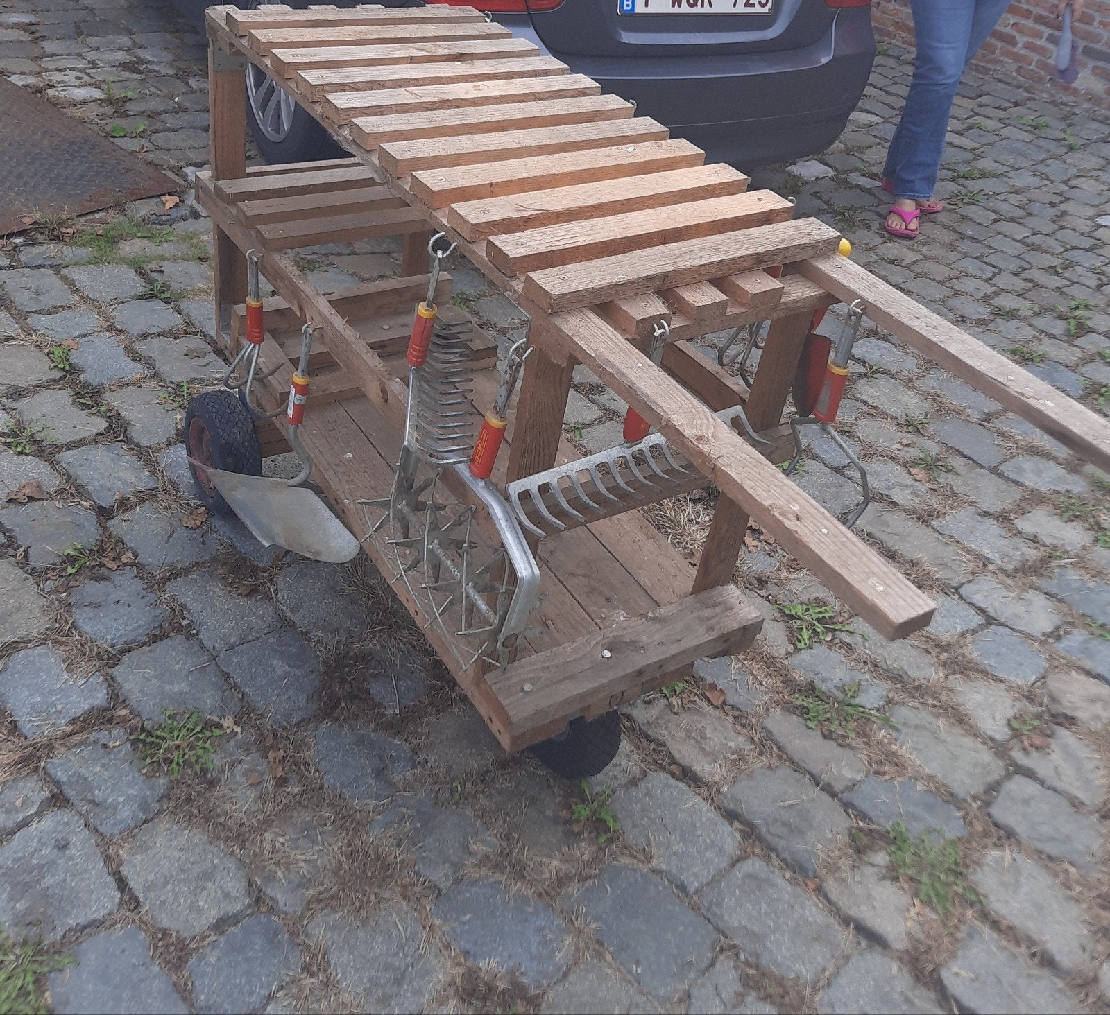 Houten kar. Afhalen Koekelare., Ophalen