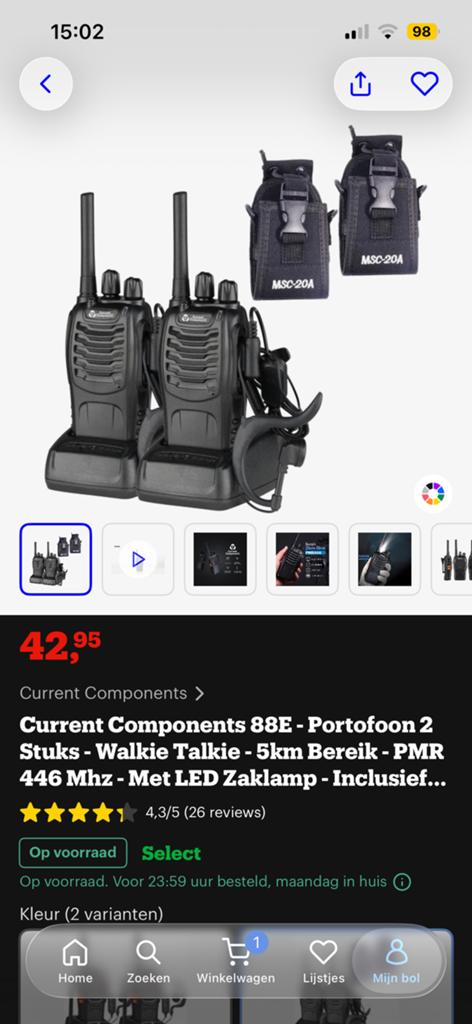 Walki talki, Telecommunicatie, Portofoons en Walkie-talkies, Ophalen, Nieuw, Portofoon of Walkie-talkie, Trilfunctie