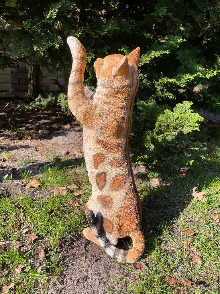 Poes, kat, Bruin, tuin, gazon, kitten, boerderij 50cm, Ophalen of Verzenden, Nieuw, Kunststof, Dierenbeeld