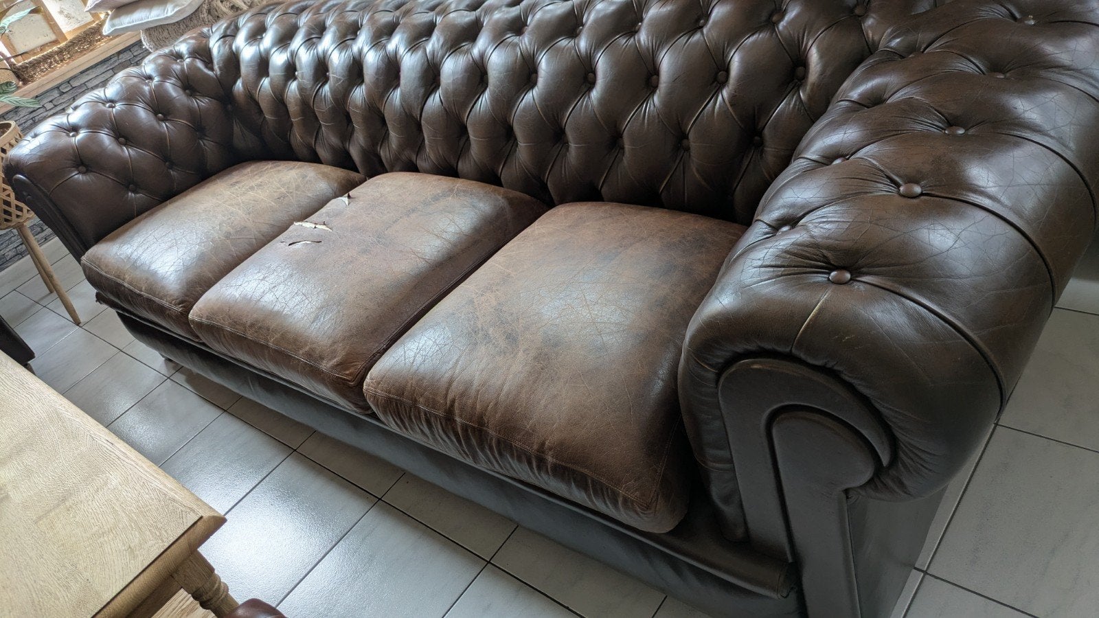 Lederen Chesterfield 3-zit, Ophalen