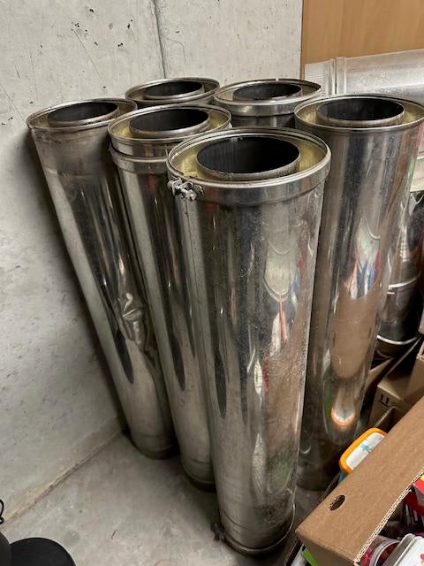Inox dubbelwandige geisoleerde schouwbuizen met hulpstukken, Doe-het-zelf en Bouw, Ophalen, Gebruikt