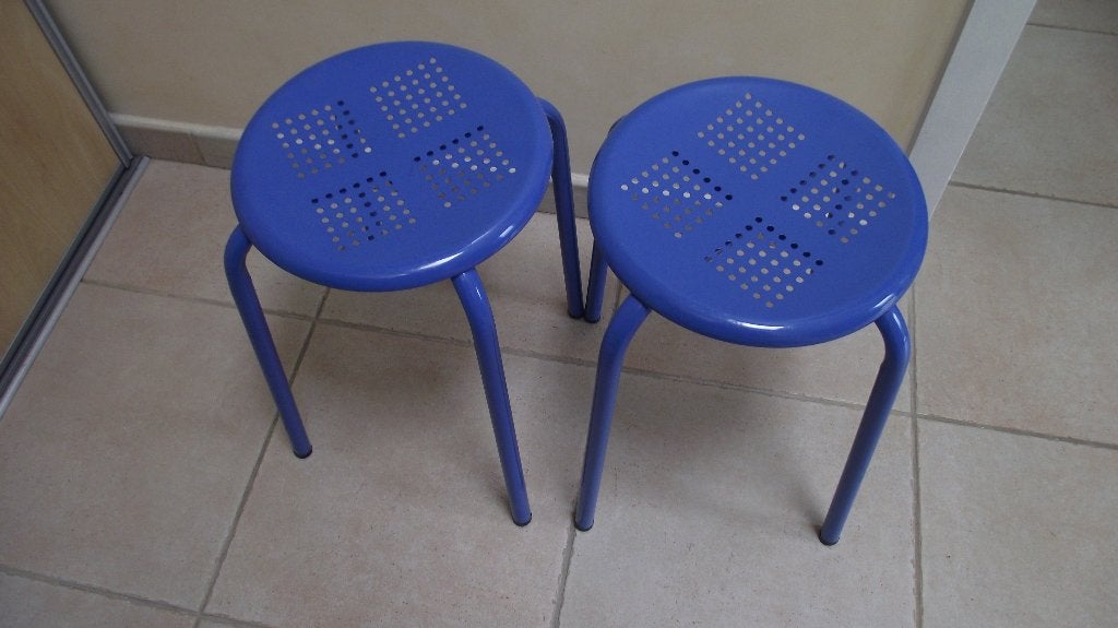 Deux taborets en métal, Maison & Meubles, Enlèvement ou Envoi, Comme neuf, Deux, Métal