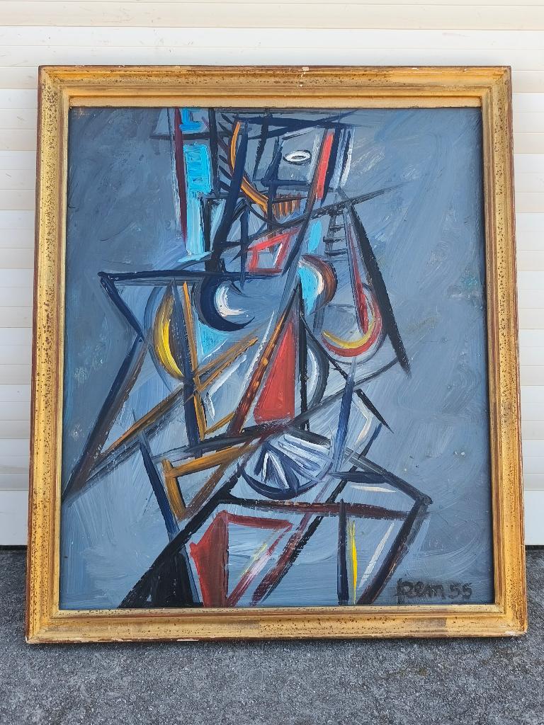 Huile sur panneau signe rem, Antiek en Kunst, Kunst | Schilderijen | Klassiek, Ophalen of Verzenden