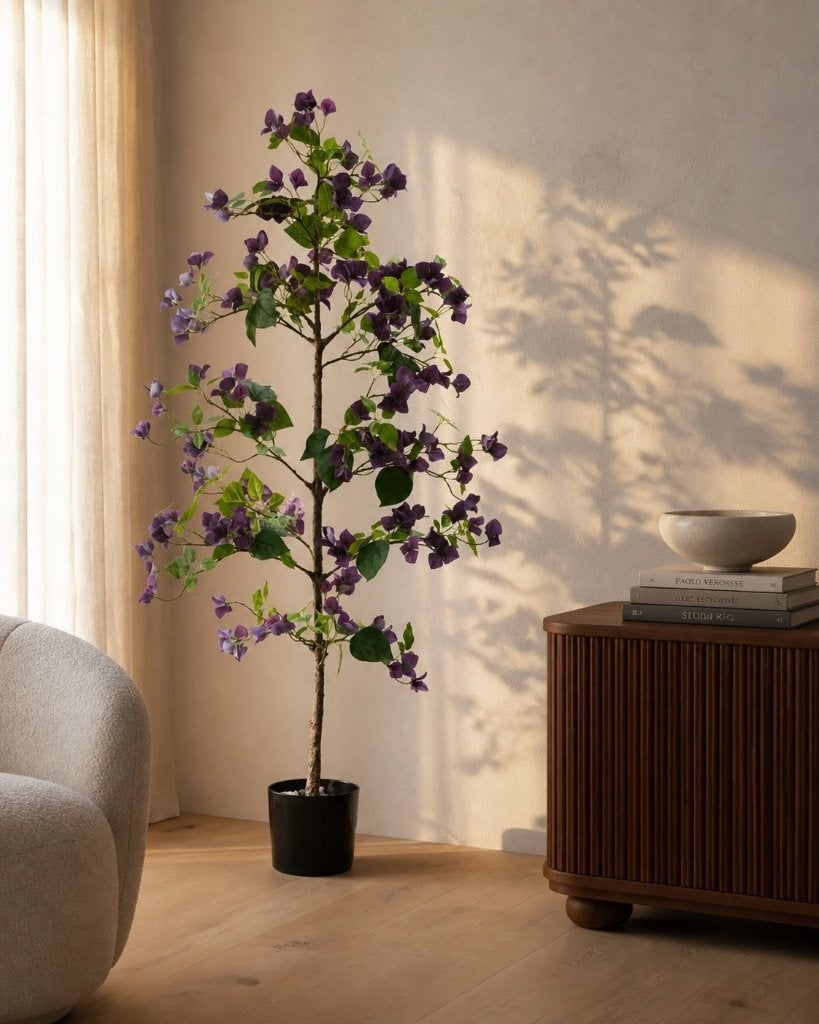 Bougainvillier Rosa 140 cm – Arbre Artificiel Réaliste, 140 cm, Met pot of vaas, Kunstplant, Overige materialen