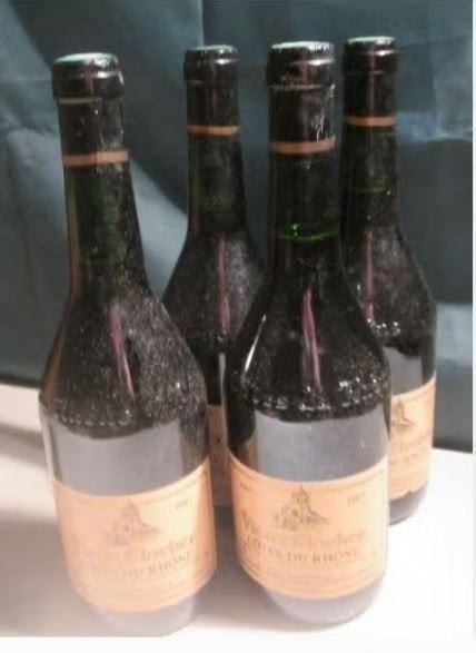 4x Cotes du Rhone Vieux Clocher - 1987, Frankrijk, Ophalen of Verzenden, Zo goed als nieuw, Rode wijn