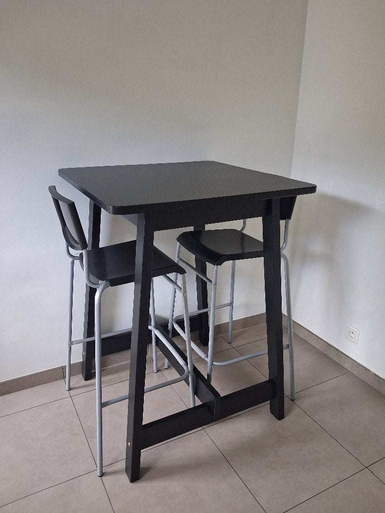 Bartafel zwart incl. 2 barkrukken, Enlèvement, Comme neuf