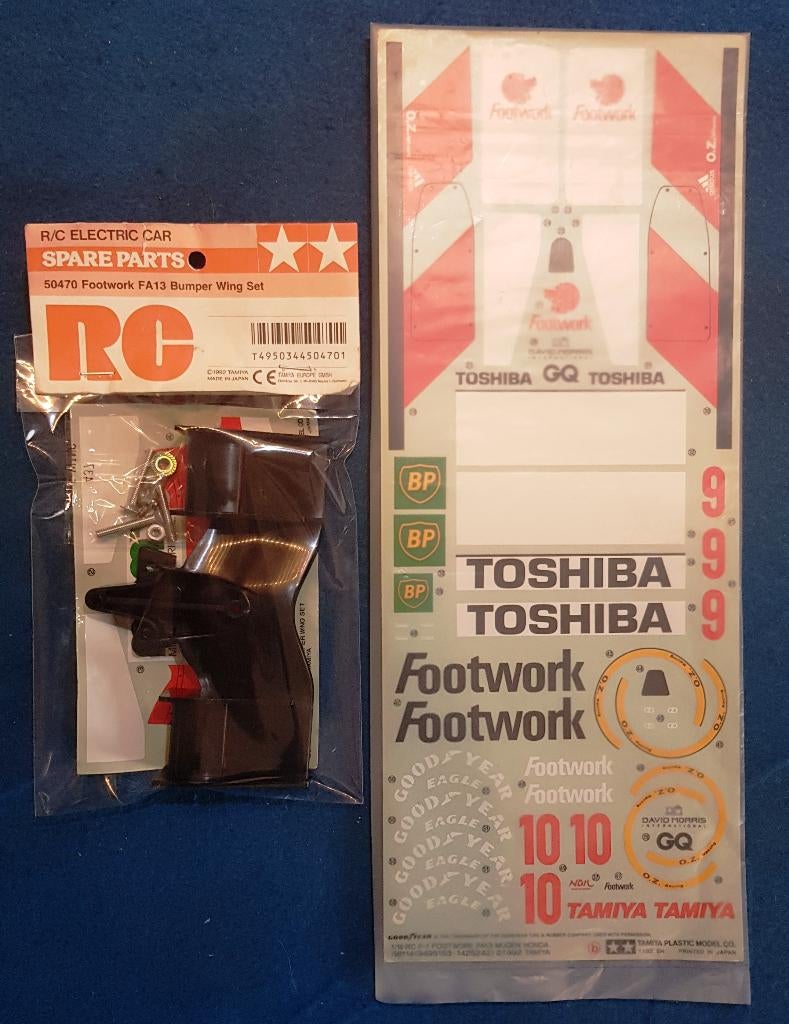 Vintage Tamiya Footwork decal + #50470 FA13 Bumper Wing Set, Hobby en Vrije tijd, Elektro, Verzenden, Nieuw, Schaal 1:10