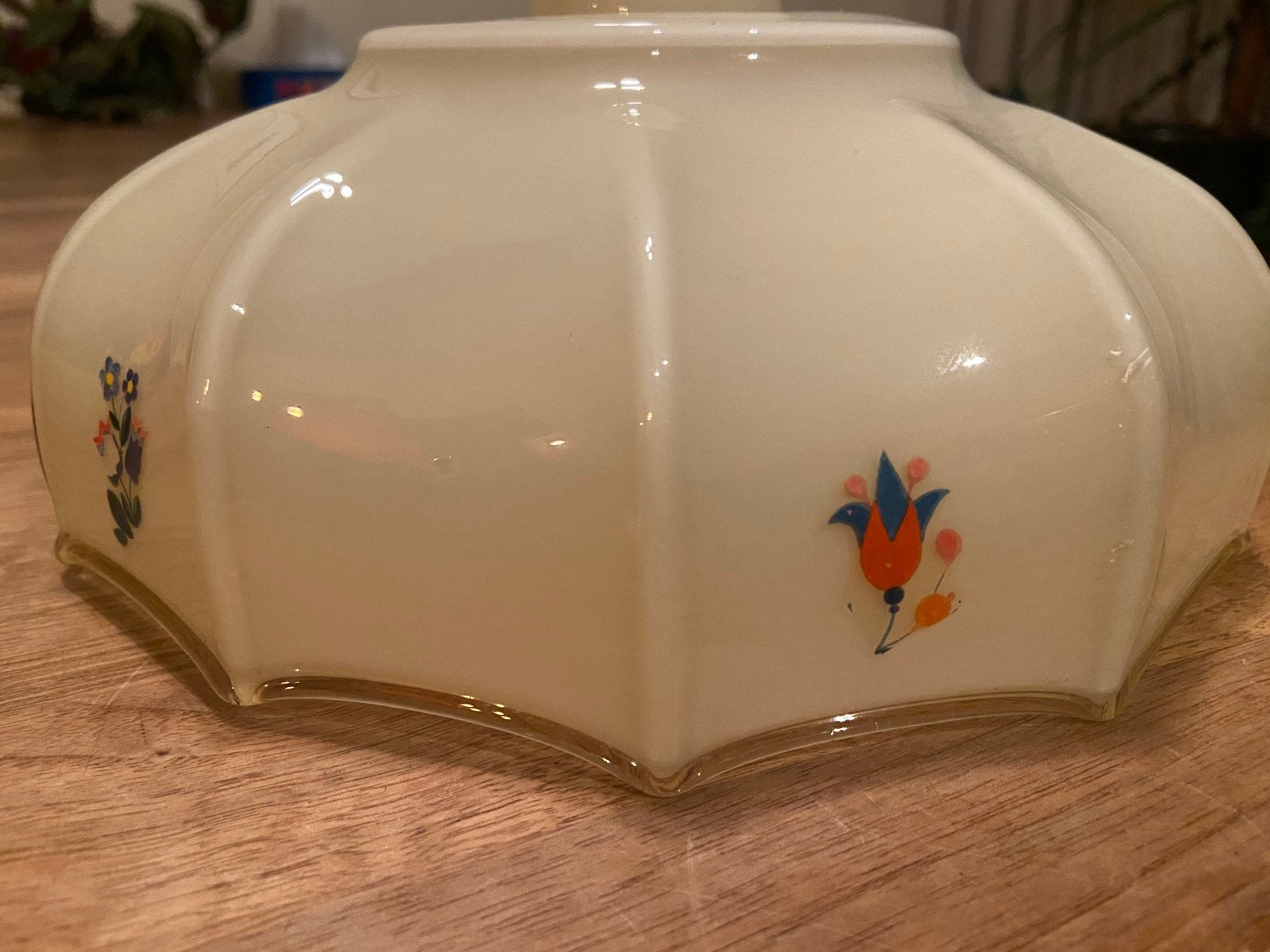 Vintage glazen lampenkap perfecte staat, Maison & Meubles, Lampes | Abat-jour, 9 cm, Rond, Comme neuf, Enlèvement