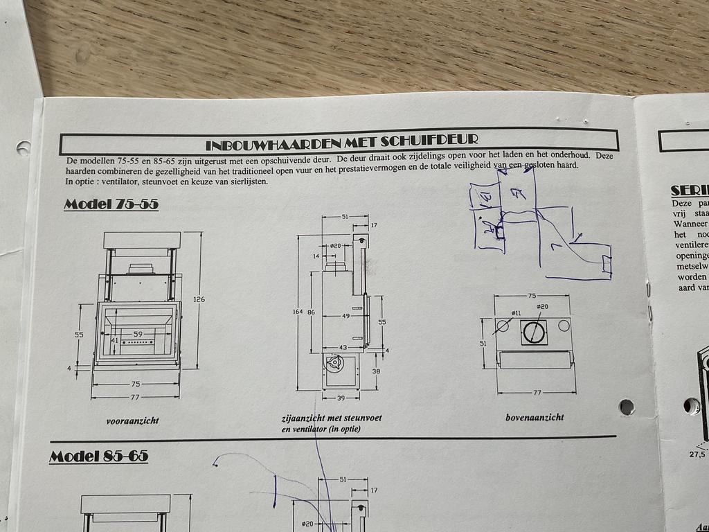 Inbouwhaard voor hout met liftdeur, Ophalen, Gebruikt, Inbouwhaard, Houthaard
