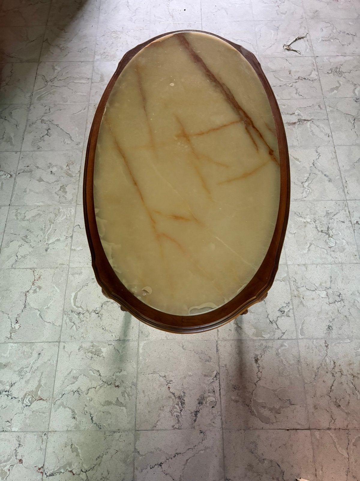 Klassieke Salontafel met Onyx Marmeren Blad, Huis en Inrichting, Ophalen, Gebruikt