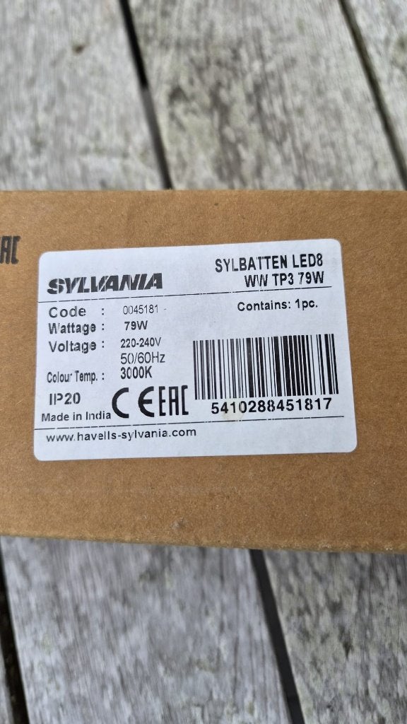Sylvania Sylbatten Led8 79W, Kunststof, Geschikt voor plafondmontage, Overige merken, Overige fittingen