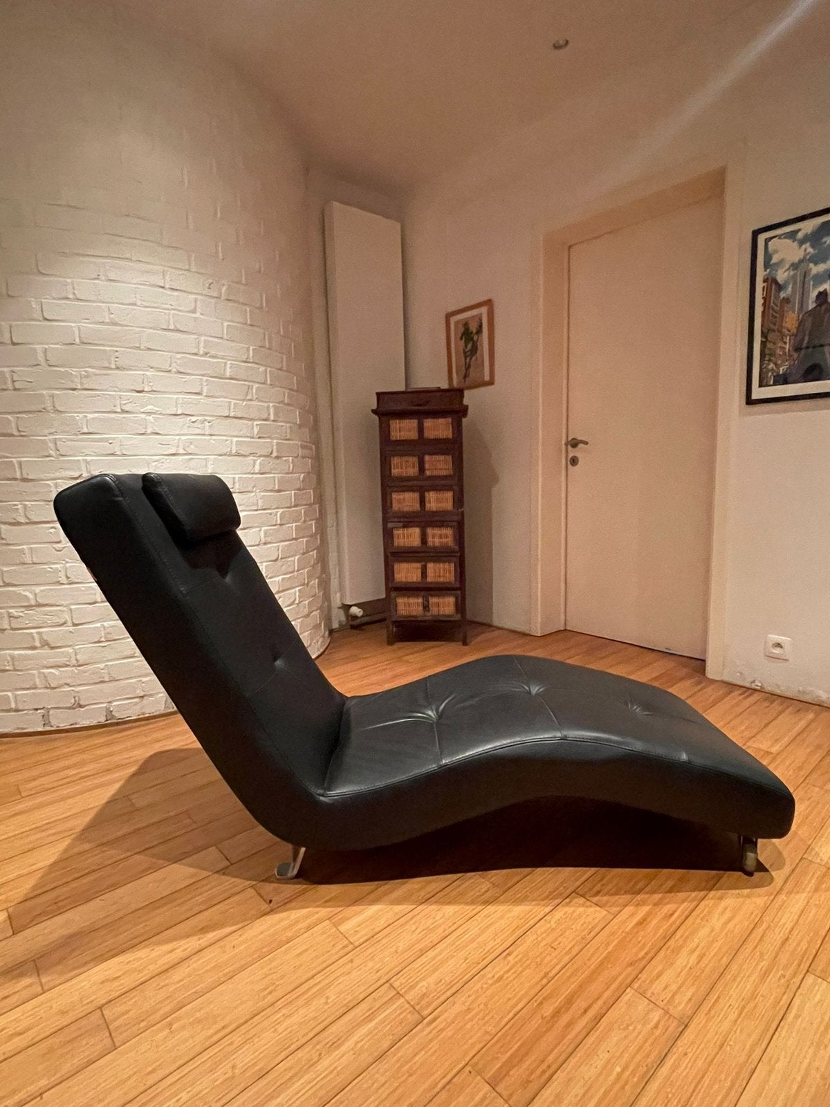 Zwarte leren loungestoel, Ophalen, Eenpersoons, Leer, Minder dan 150 cm