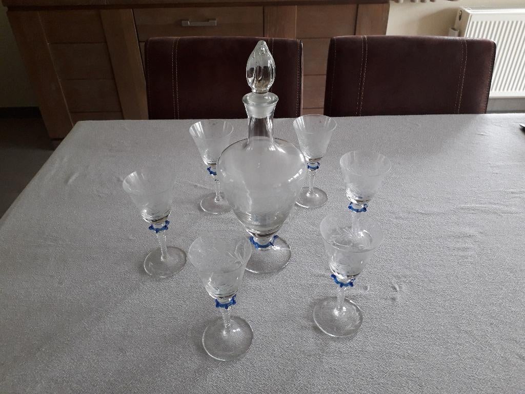 Wijnkaraf met 6 glazen., Antiek en Kunst, Ophalen