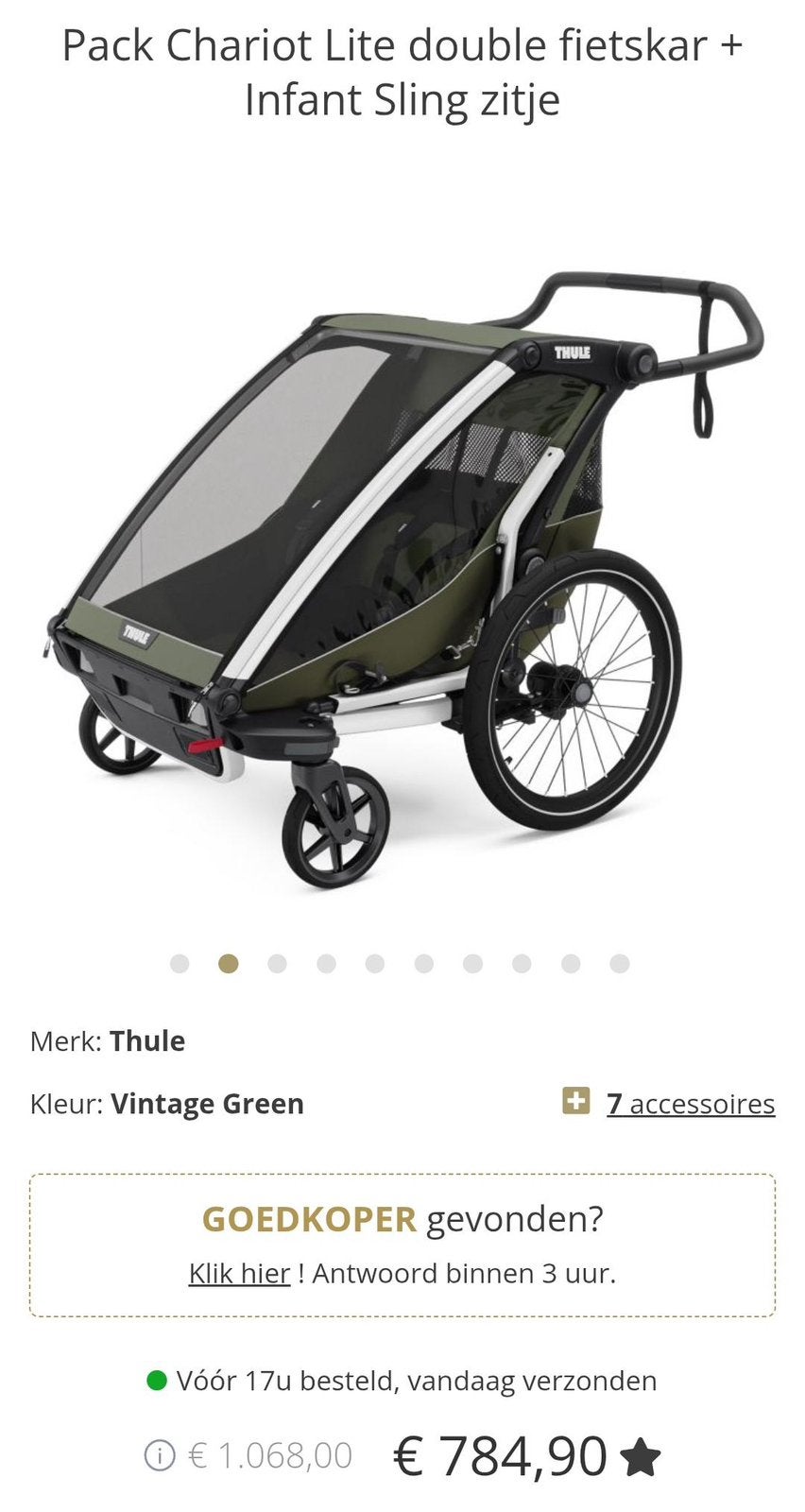 Thule Chariot Lite double fietskar, Ophalen, Vering, Zo goed als nieuw, Kinderkar