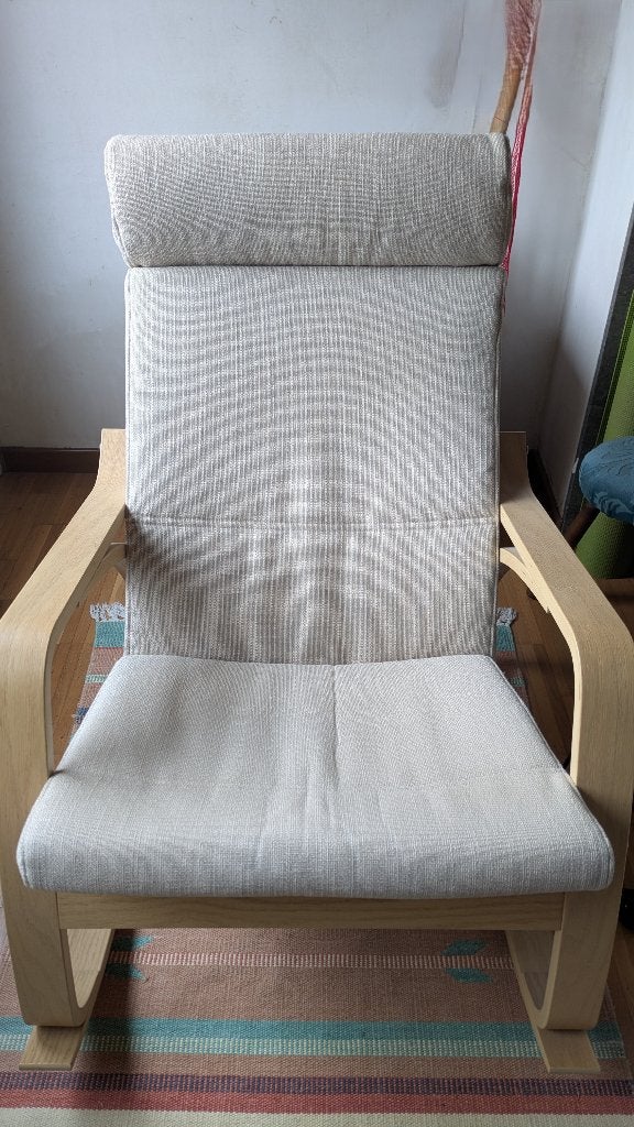 Ikea POÄNG schommelstoel berkenfineer, Ophalen, Gebruikt, 75 tot 100 cm, 50 tot 75 cm
