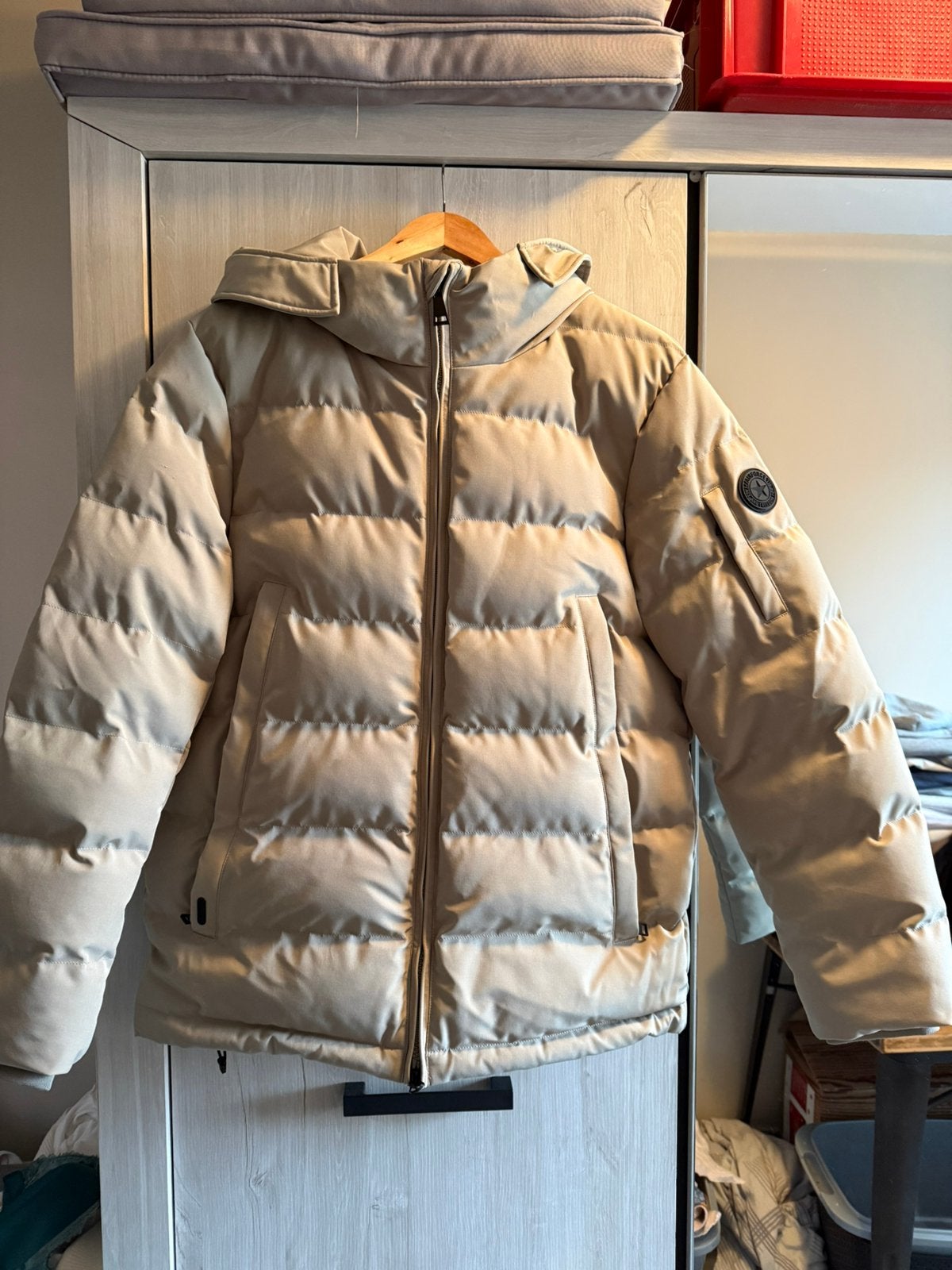 Winterjas van Airforce, Kleding | Heren, Jassen | Winter, Ophalen, Zo goed als nieuw, Maat 48/50 (M), Beige