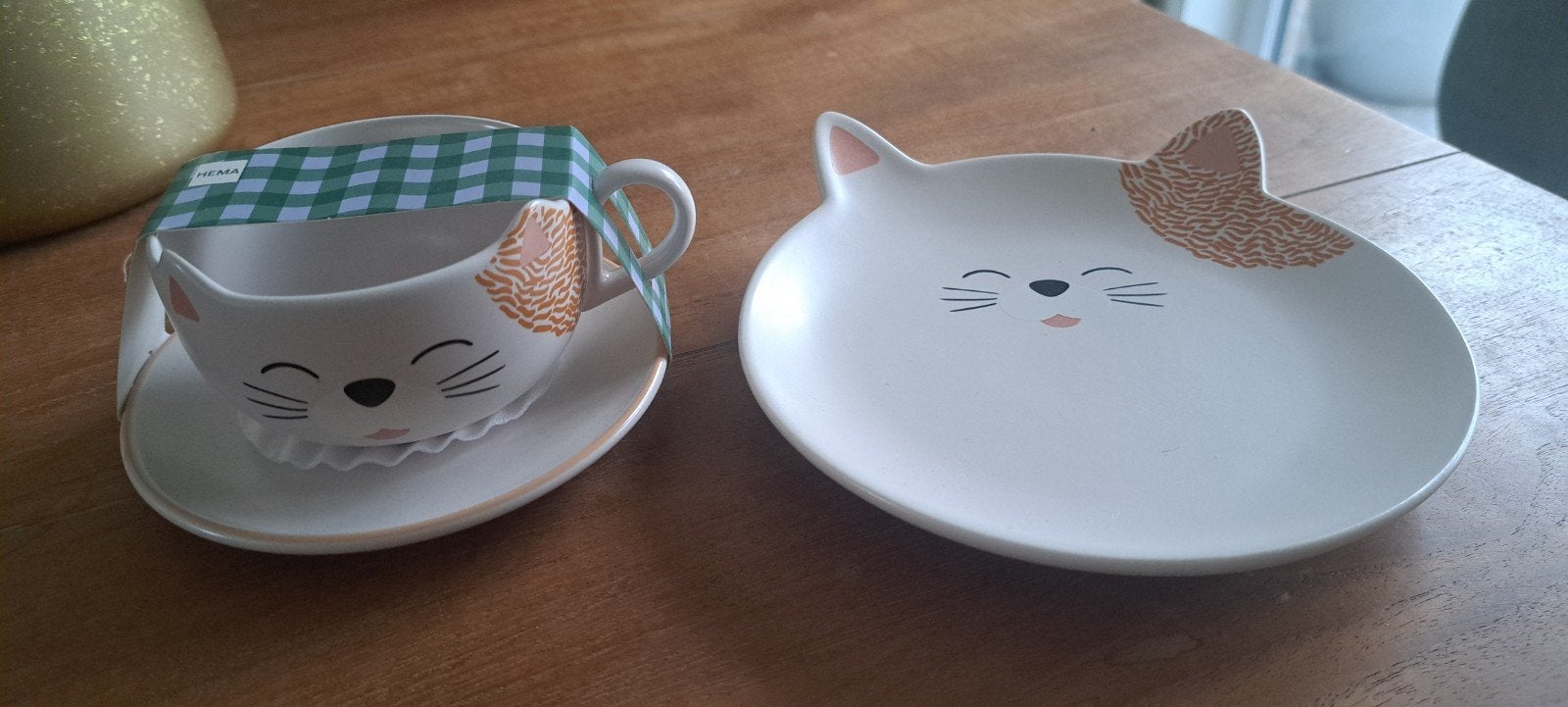 kinderbordje en drinkkopje kat, Ophalen, Nieuw