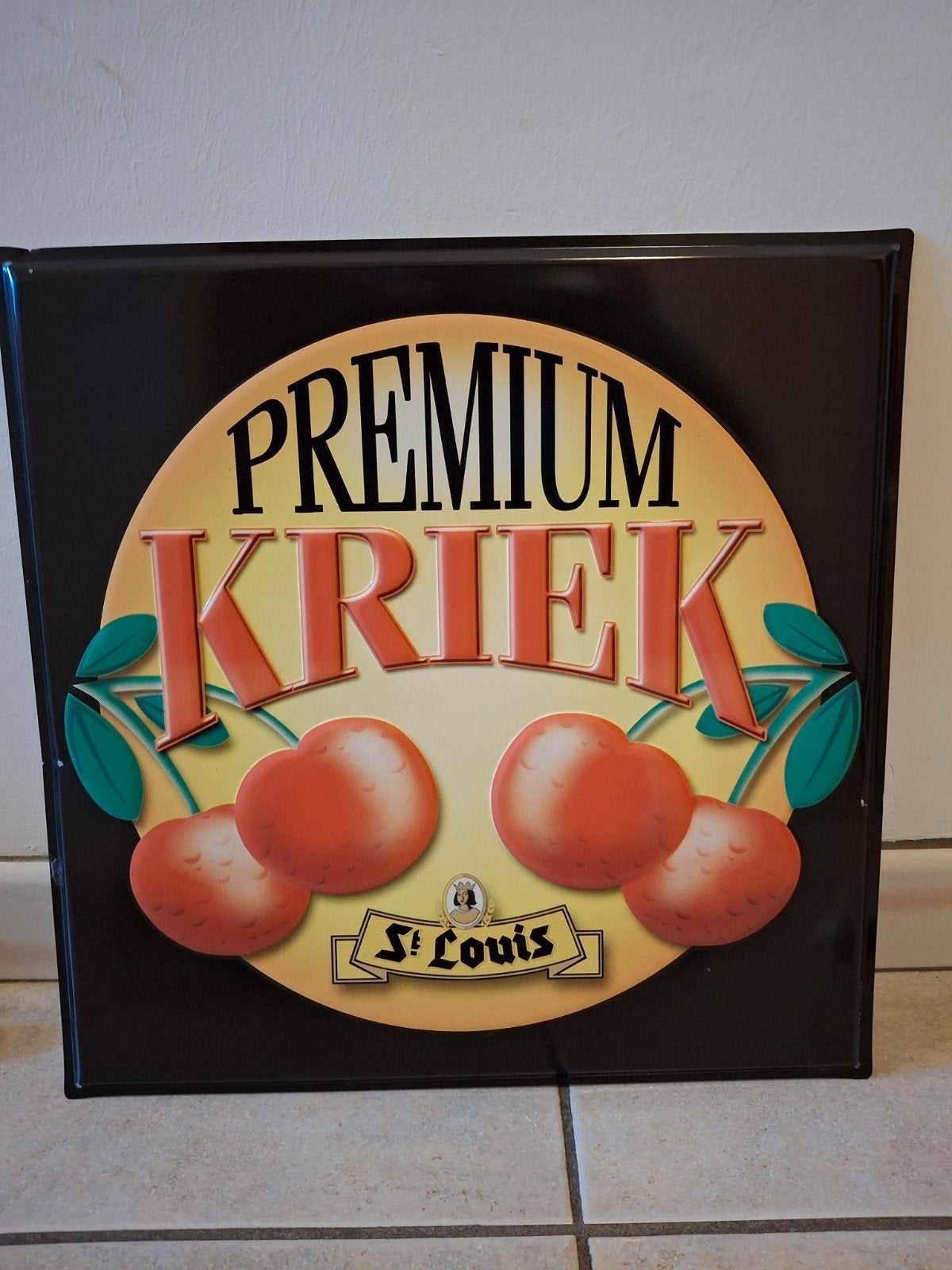Metalen reclamebord St Louis Kriek, 41 x 41 cm, Verzamelen, Merken en Reclamevoorwerpen, Ophalen, Reclamebord