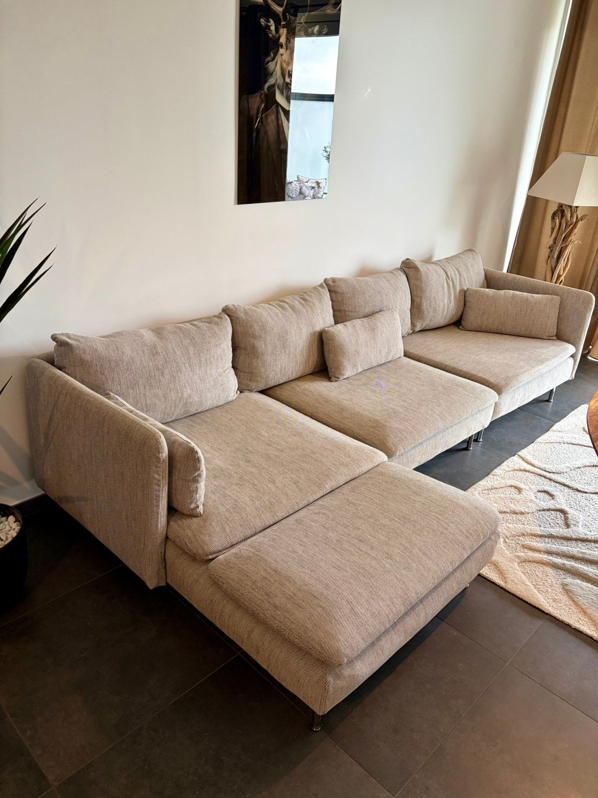 CANAPÉ IKEA 4 PLACES TISSU GRIS CLAIR 2M93, Enlèvement, Utilisé, Tissus