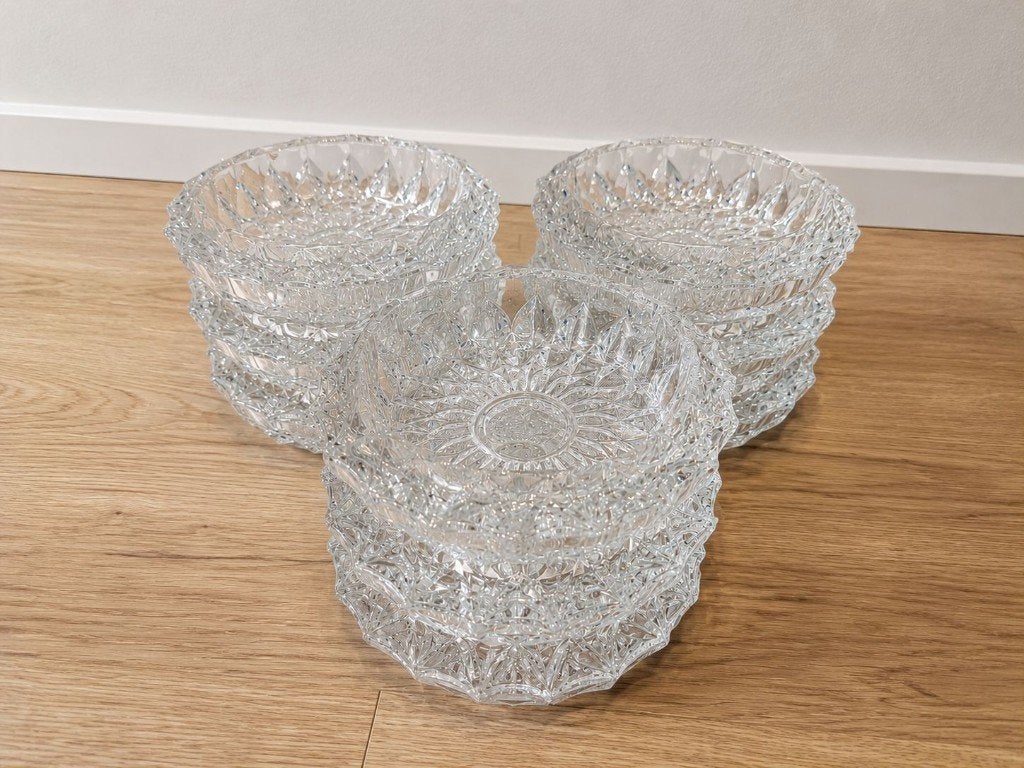 12 kristallen schaaltjes – vintage look, Enlèvement, Comme neuf, Cristal, Verre ou Verres