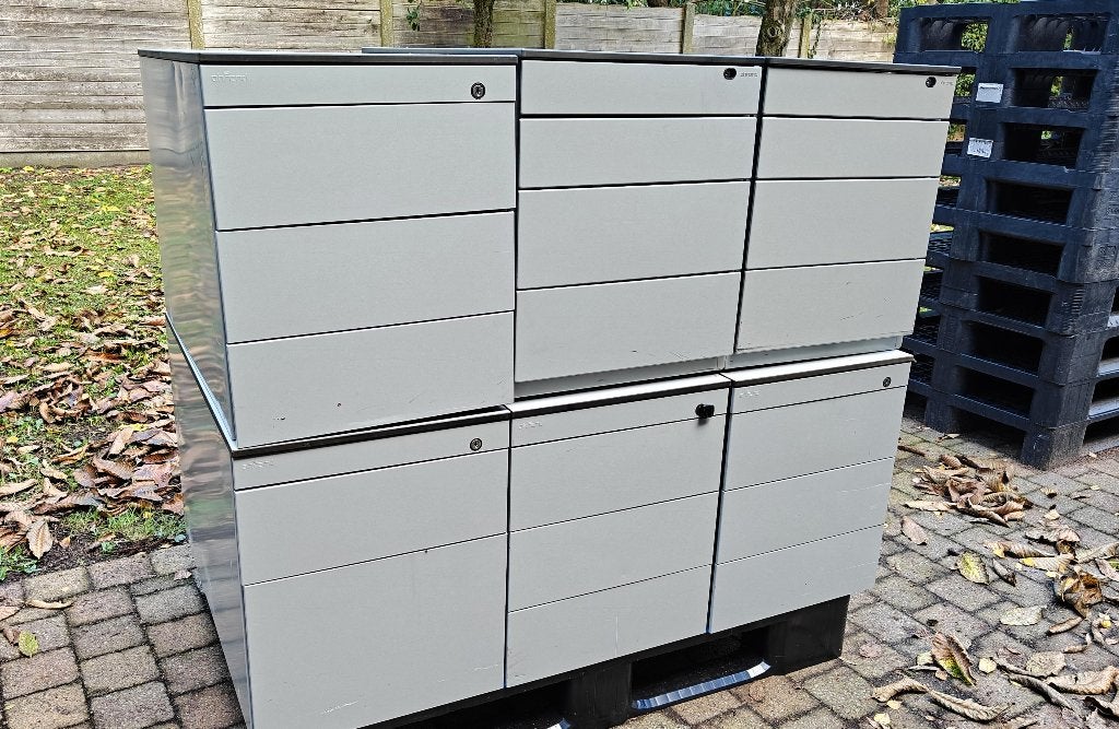 6 diepe stalen ladeblokken voor werkbank berging garage ..., Ophalen, Gebruikt