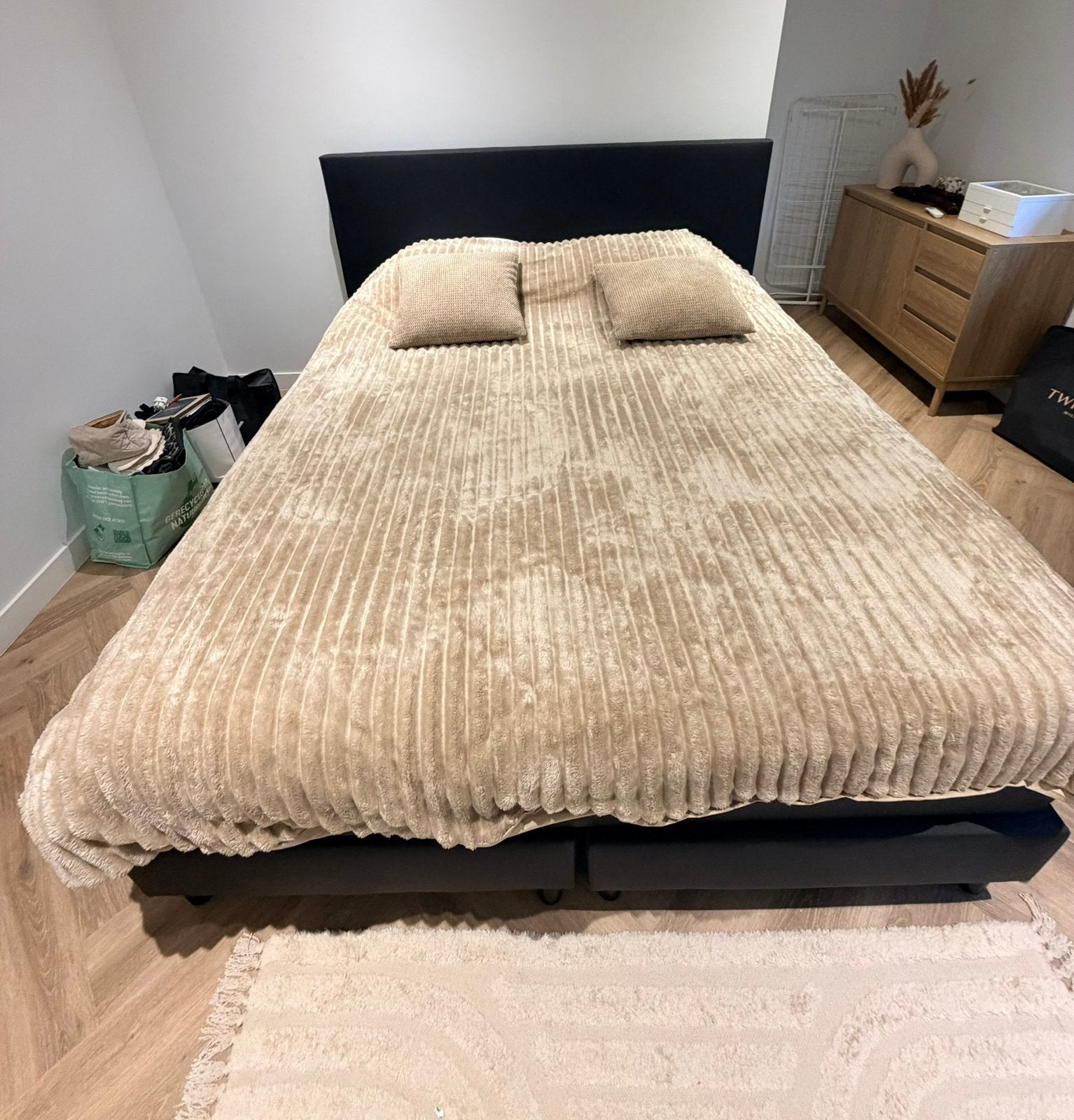 Boxspring incl topper 160 x 200, Huis en Inrichting, Slaapkamer | Boxsprings, Ophalen, Zwart, Tweepersoons, Zo goed als nieuw