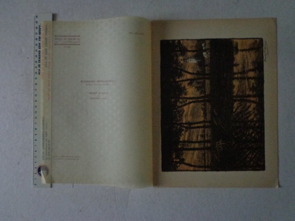litho van Omer Coppens "Kanaal in Vlaanderen" uit 1917, Antiquités & Art, Art | Lithographies & Sérigraphies, Impression offset