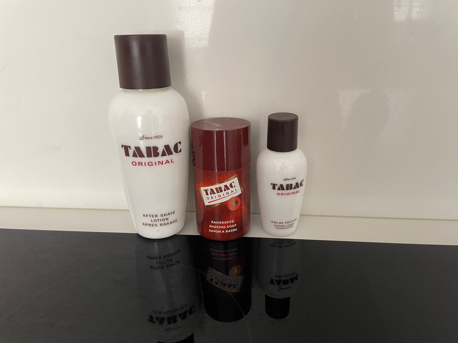 Tabac Original: Aftershave (vol) en Eau de Toilette (leeg), Ophalen of Verzenden, Gebruikt