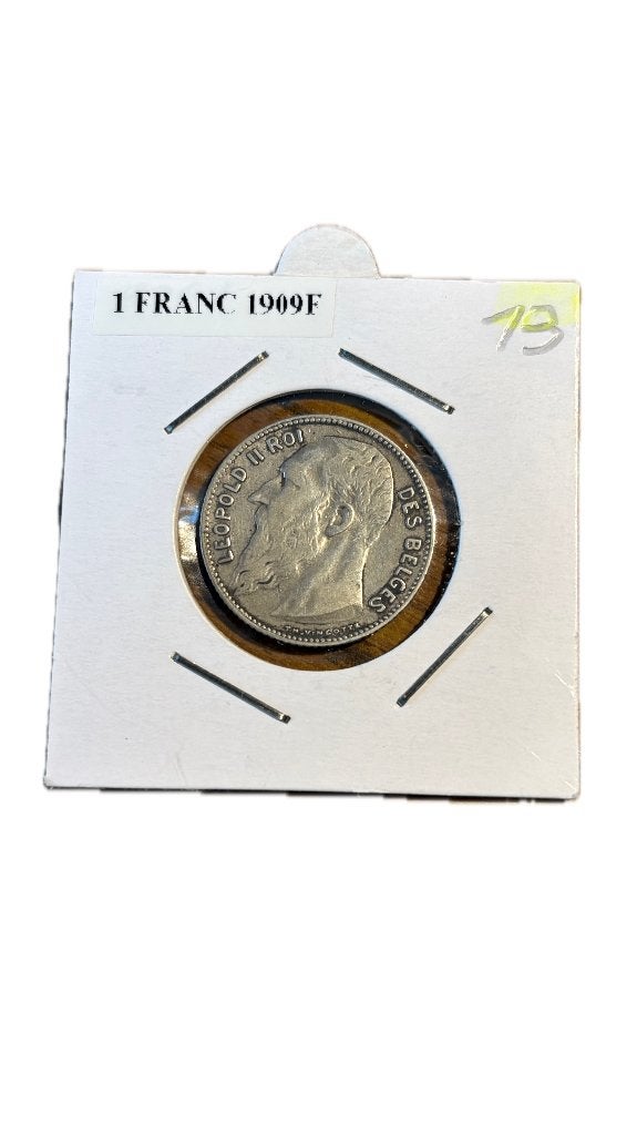 LEOPOLD II: Zilver 1 FRANC 1909F, Postzegels en Munten, Ophalen of Verzenden, Zilver, Zilver