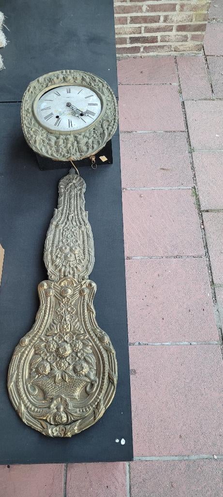 oude koperen slinger wandklok, Antiek en Kunst, Ophalen of Verzenden