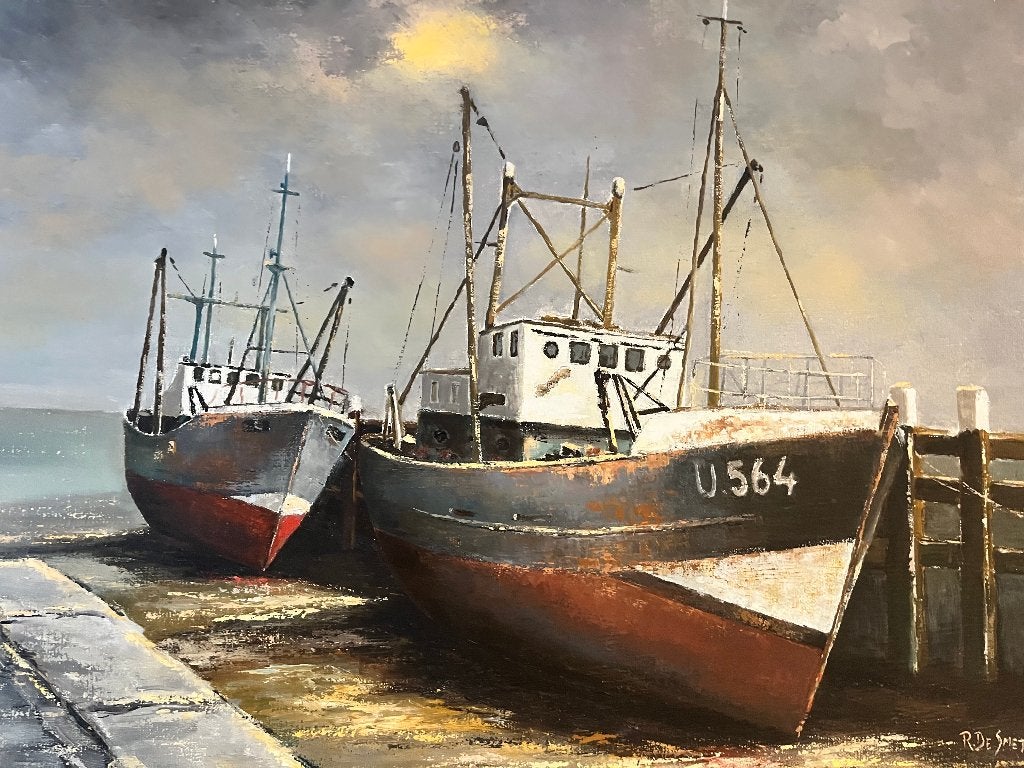 groot schilderij op doek, Antiek en Kunst, Ophalen, Maritiem / water, Doek, Realistisch