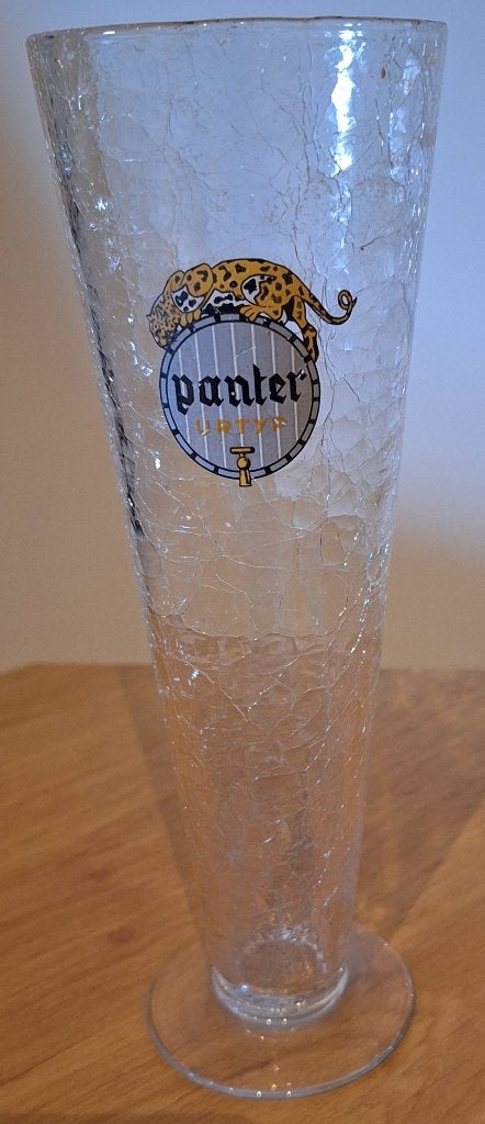1 vintage Panter Urtyp bierglas (craquelé textuur), Verzamelen, Biermerken, Ophalen of Verzenden, Zo goed als nieuw, Glas of Glazen