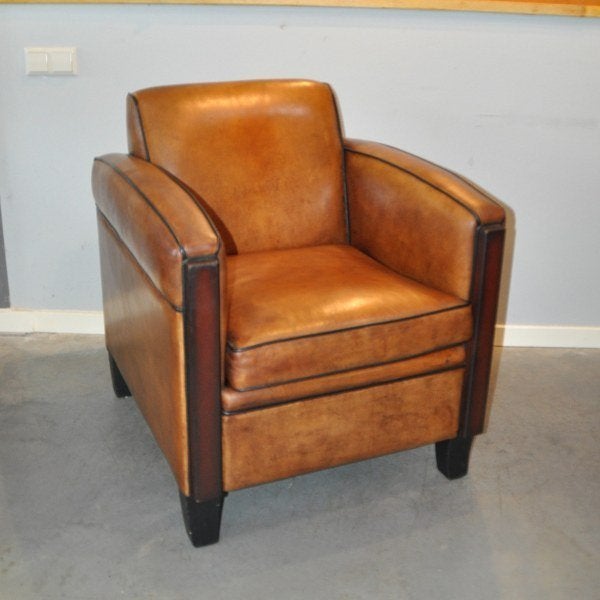 Bergerac, schapenleren Art Deco fauteuil, Antiek en Kunst, Ophalen
