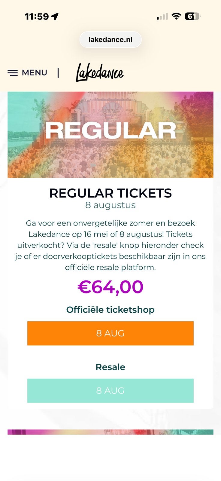 Ticket lakedance za 8aug 2026, Tickets en Kaartjes