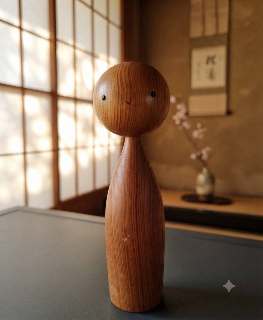Rare Yakushima Kokeshi, Fait main, Japon, Bois, 26 cm