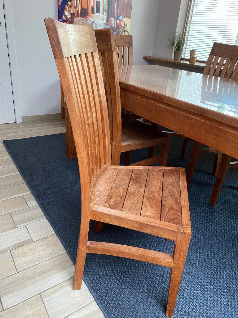 Teakhouten tafel met 6 stoelen, Teck, Cinq personnes ou plus, Enlèvement, Utilisé