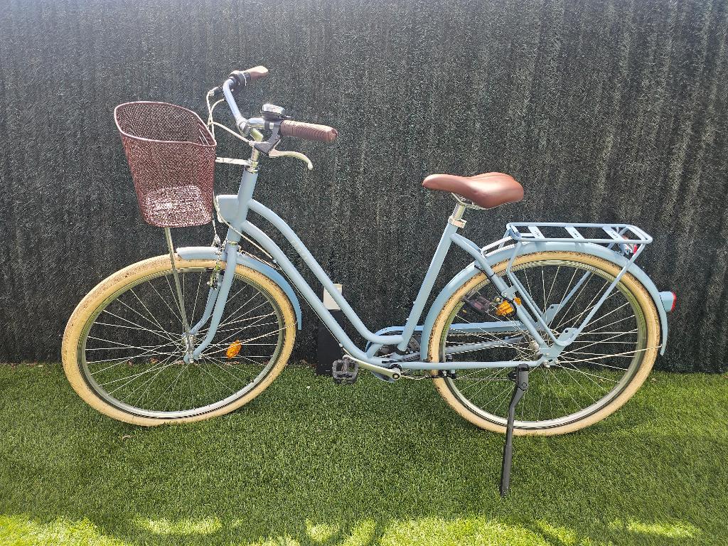 Lichtblauwe Decathlon Elops 520 damesfiets – Maat L, Gebruikt, Velgrem, Versnellingen, 50 tot 53 cm