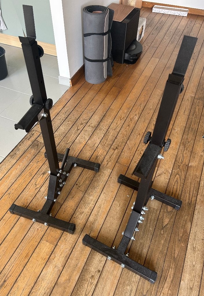 Supports d'haltères renforcés avec porte-poids (K-sport), Sports & Fitness, Comme neuf, Enlèvement, Autres types, Métal