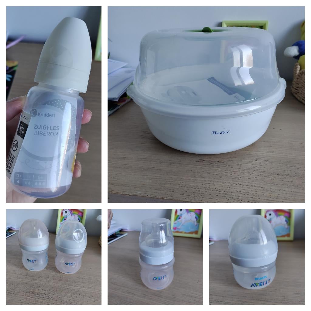 Set flesjes Avent en Bambino sterilisator, Kinderen en Baby's, Ophalen of Verzenden, Zo goed als nieuw, Sterilisator