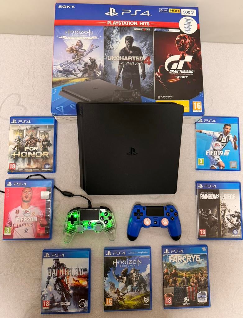 Playstation 4 Slim + 2 controllers + 7 games, Games en Spelcomputers, Ophalen