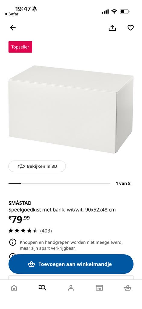 Smastad Ikea speelgoedkist, Ophalen
