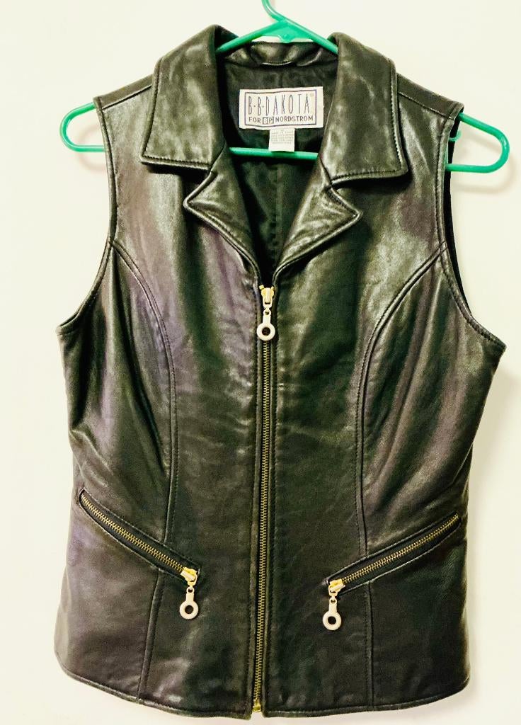B.B. Dakota vest zonder mouwen van echt leer - maat S, Zwart, Ophalen of Verzenden, B.B. Dakota, Maat 36 (S)