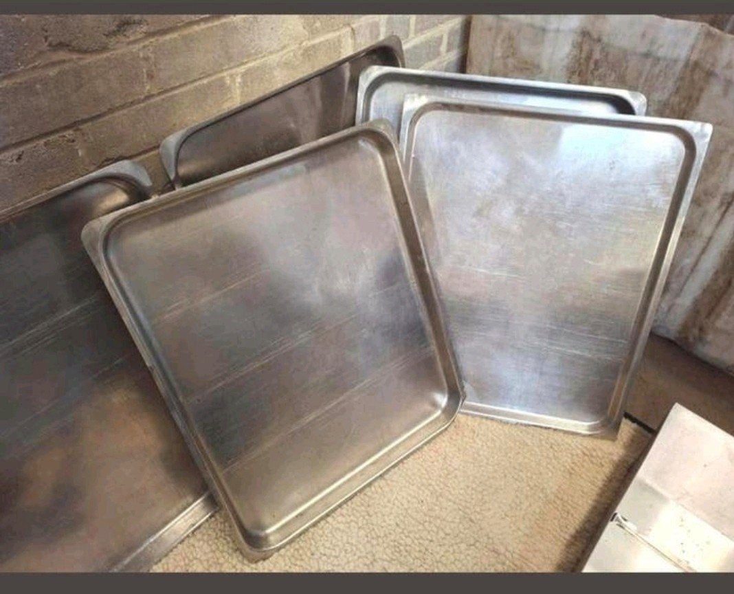 Lot de 5 grands plats inox horeca professionnel inox