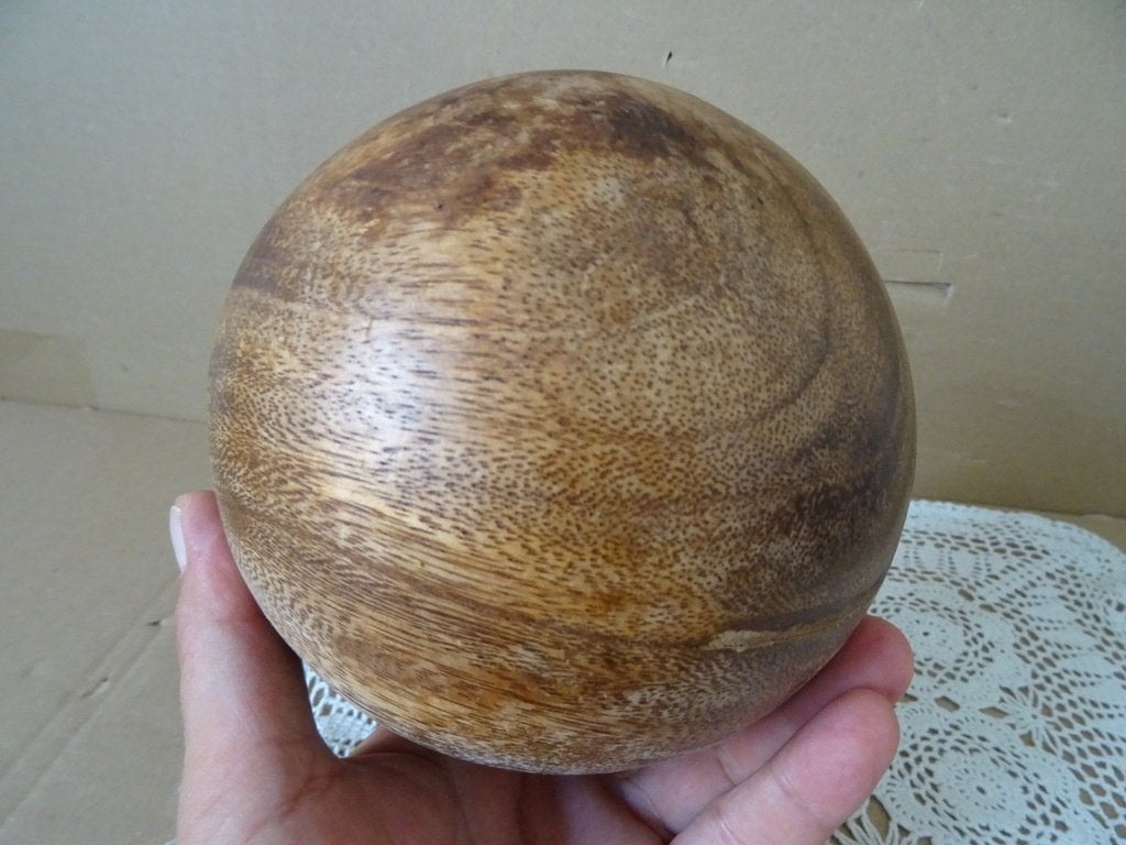 Curiosa houten bal 14cm J-Line decoratie bal paulownia hout?, Ophalen of Verzenden