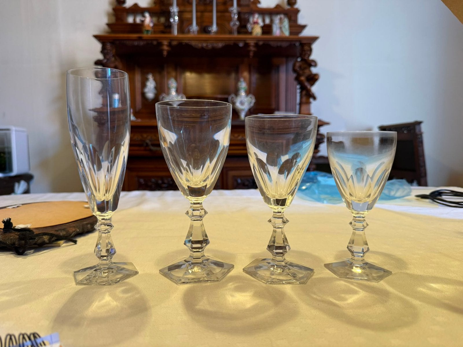 Kristallen glazen 4 soorten, Antiquités & Art, Antiquités | Verre & Cristal, Enlèvement