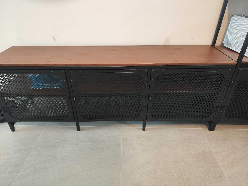 Meuble TV IKEA FJÄLLBO 150x36x54 noir, 100 à 150 cm, 25 à 50 cm, Comme neuf, Enlèvement