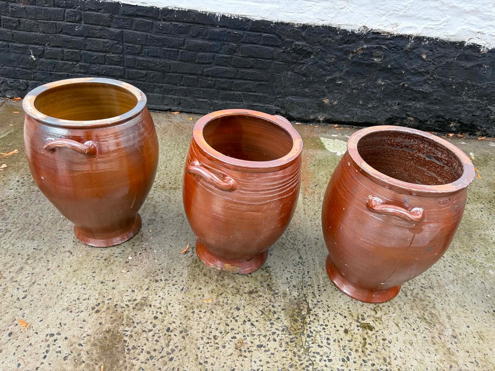 3 anciens saloirs en grès 60cm de haut, Jardin & Terrasse, Pots de fleurs, Enlèvement, Utilisé
